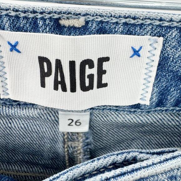 PAIGE Nellie Culotte High Rise Wide Leg Cropped Jeans Denim Blue Size 26 NWT - Picture 10 of 12